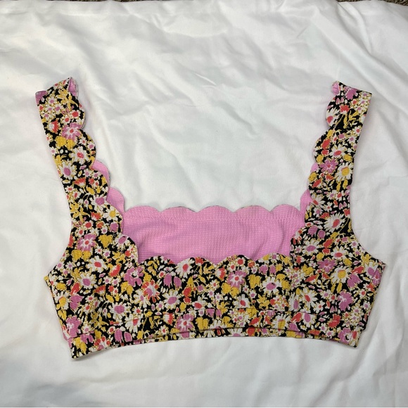 Marysia Pink and Black Floral Reversible Bikini Scalloped - Picture 8 of 15